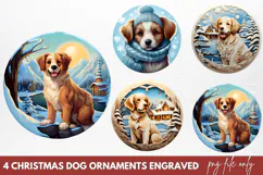 Christmas Dog Ornaments Engraved Clipart PNG Product Image 1