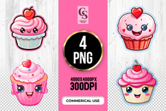 Cute Kawaii Cupcake Clipart Sublimation PNG Product Image 1