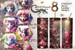 Fantasy Animals | 8 Skinny tumbler Sublimation designs, JPG Product Image 1