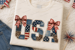 4th of July Faux Patchwork USA Sublimation Design, Product Image 1