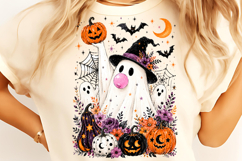 Ghost Blowing Bubble Gum PNG, Brushstroke Halloween PNG, Boo Product Image 2
