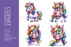 Grumpy unicorn watercolor clipart sublimation Product Image 1