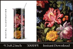 Floral Tumbler Wrap Design 20 oz, Floral Skinny Tumbler Product Image 1