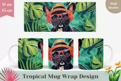 French Bulldog Mug Wrap Design, Summer Mug Sublimation PNG Product Image 1