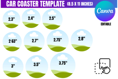 Car Coaster Canva Template Editable Car Coaster Labels Product Image 1