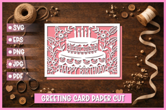Happy Birthday Greeting card SVG,Paper cut SVG Birthday Card Product Image 1