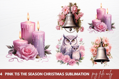 Pink Tis The Season Christmas Sublimation Clipart Product Image 1