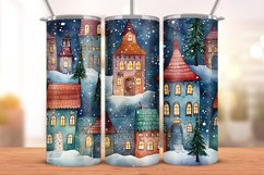 Seamless wrap Winter Snowy Houses, 20oz Tumbler wrap Product Image 1