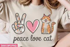 Peace Love Cat PNG, Cat Mom Sublimation PNG Product Image 2