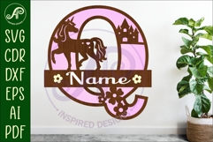 Unicorn Capital Monogram Letter name sign Q SVG Product Image 1