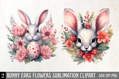 Bunny Ears Flowers Sublimation Clipart Product Image 2