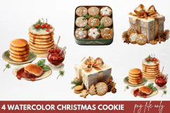 Watercolor Christmas Cookie Clipart PNG Product Image 1