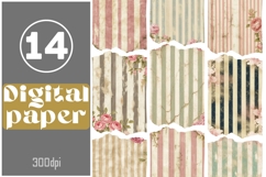 Shabby Chic Striped Floral Papers Product Image 1