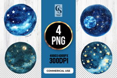 Night Sky Star Moon Clipart Sublimation PNG Product Image 1