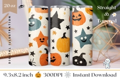 Cartoon Halloween Stars Tumbler, Halloween Tumbler Design Product Image 1
