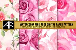 Watercolor Pink Rose Digital Paper Pattern Product Image 1