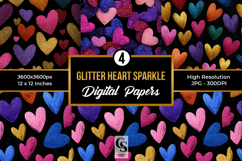 Sparkling Glitter Hearts Digital Papers Product Image 1