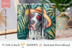 Summer Dog Tumbler Wrap, Summer Great Dane Tumbler Design Product Image 1