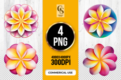Plumeria Gradient Flowers Clipart Sublimation PNG Product Image 1