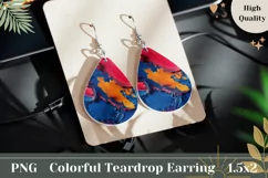 Art Paint Teardrop Earrings PNG, Blue Earrings Design Product Image 1