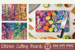 Rainbow Wildflower Medley Cutting Boards sublimation Designs Product Image 1