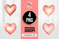 Red Watercolor Heart Clipart Sublimation PNG Product Image 1