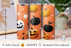 Cartoon Halloween Pumpkin Tumbler, Halloween Tumbler Wrap Product Image 1