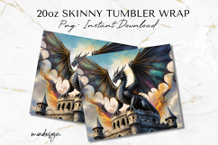 Dragon Tumbler Wrap PNG, 20oz Fantasy Sublimation Design Product Image 2