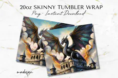 Dragon Tumbler Wrap PNG, 20oz Fantasy Sublimation Design Product Image 2