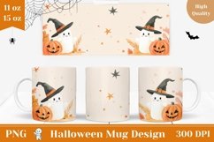 Halloween Pumpkins Mug Wrap, Kawaii Ghost Mug Template Product Image 1