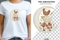 Farm Animals Moon PNG | Cow Sheep Chicken Clipart | Boho Product Image 2