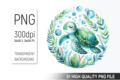 Summer Turtle Clipart PNG Bundle, High Quality PNG Files Product Image 2
