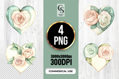 Watercolor Rose Heart Clipart Sublimation PNG Product Image 1