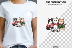 Cute Christmas cats png design for T-shirts Product Image 1