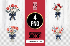 Patriotic Flower Bouquet Clipart Sublimation PNG Product Image 1