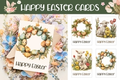 Happy Easter Card Template, Vintage Easter Lamb Sublimation Product Image 1