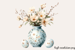 Boho Dusty Blue Easter Clipart PNG Product Image 1
