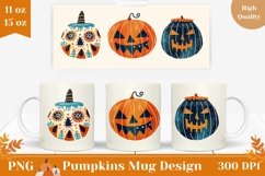 Halloween Pumpkins Mug Wrap, Halloween Coffee Mug Design Product Image 1