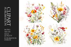 Spring flower bouquet watercolor clipart PNG Product Image 1