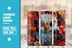 3D Owl Floral Tumbler Wrap Sublimation Product Image 1