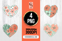 Pastel Floral Heart Watercolor Clipart Sublimation PNG Product Image 1