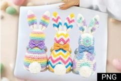 Handmade Crochet Easter Bunny Trio PNG - Easter Sublimation Product Image 1