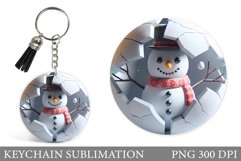 Cute Snowman Keychain Design. Snowman Keychain Sublimation Product Image 1