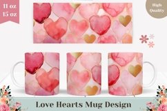 Pink Hearts Mug Design, Glitter Love Hearts Mug Wrap Product Image 1