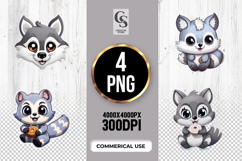 Cute Raccoon Donut Clipart Sublimation PNG Product Image 1