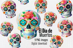 Sugar skull PNG, Day of the Dead clipart, Dia de los muertos Product Image 1
