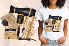 Luxury Hair Salon Sublimation PNG Black Gold Design Clipart Product Image 2