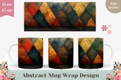 Abstract Mug Wrap Design, Wooden Rhombus Sublimation PNG Product Image 1