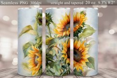 Sunflowers Tumbler Sublimation | Watercolor Seamless Wrap Product Image 1