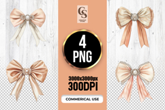 Pearl Bow Ribbon Watercolor Clipart Sublimation PNG Product Image 1